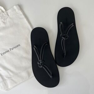 Emme Parsons Knot Pool Slide in Black Nappa